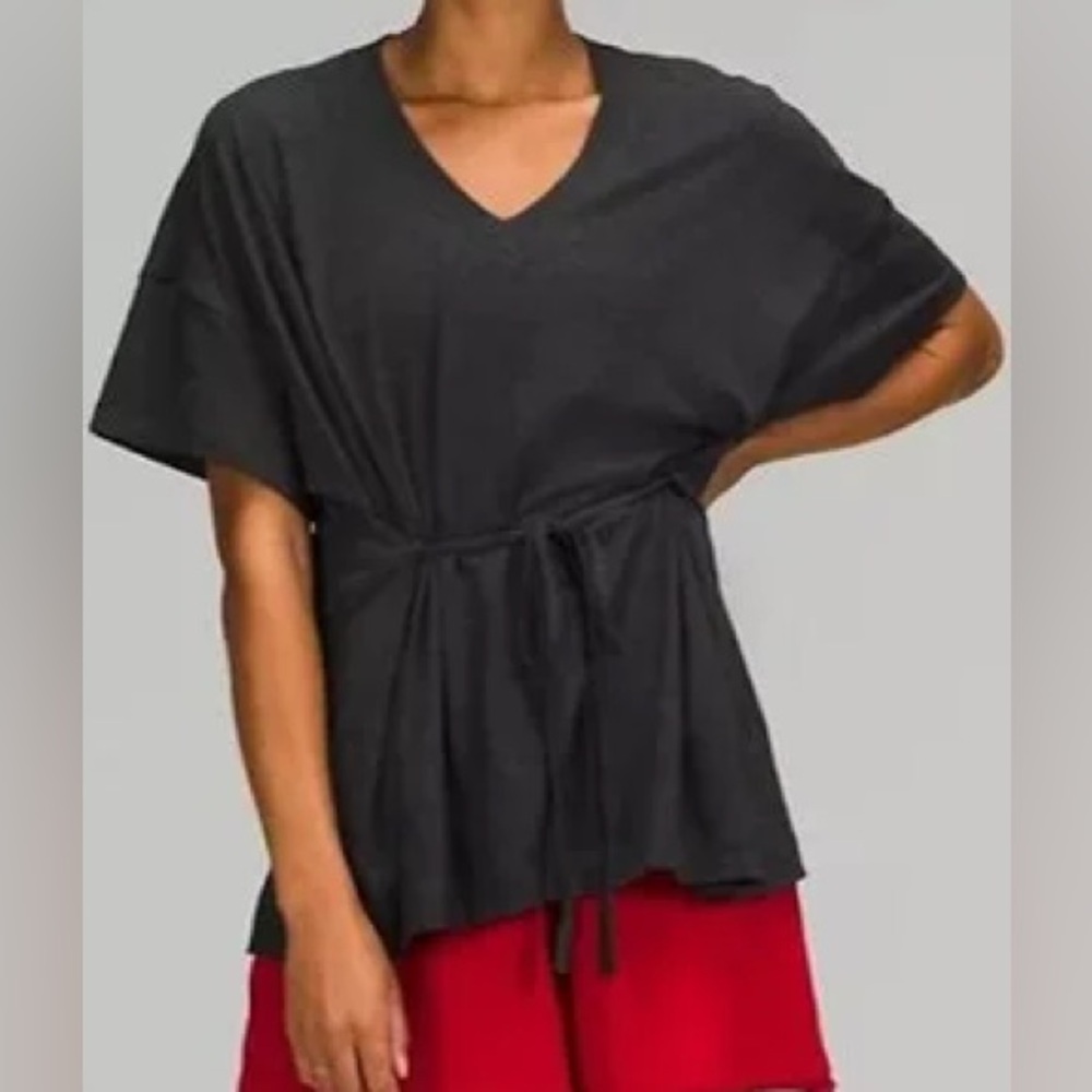 Lululemon Oversized V-neck Side Tie Short Sleeve Shirt with Small Purchase Bag